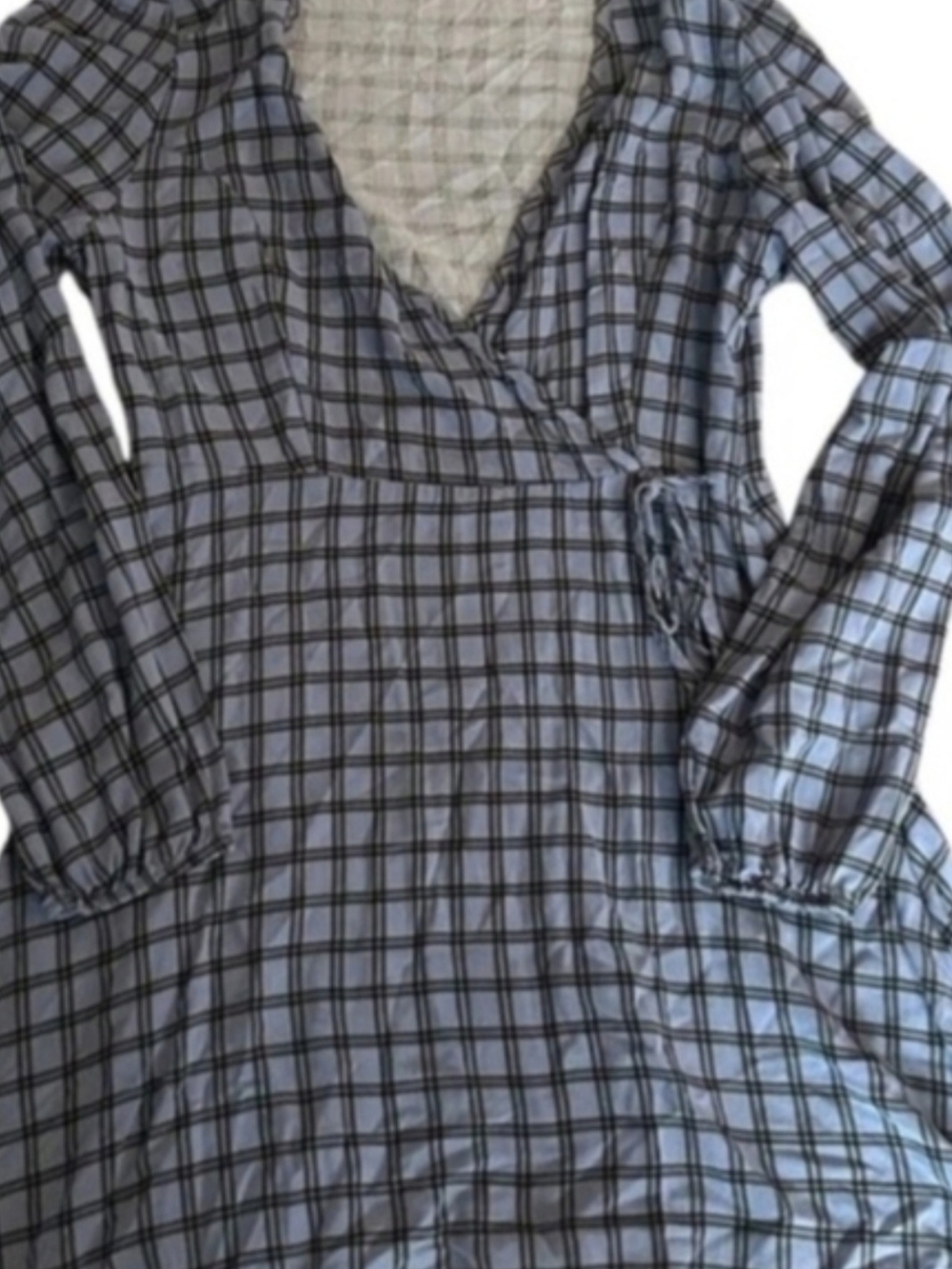 La Hearts Blue and Black Plaid Wrap Dress